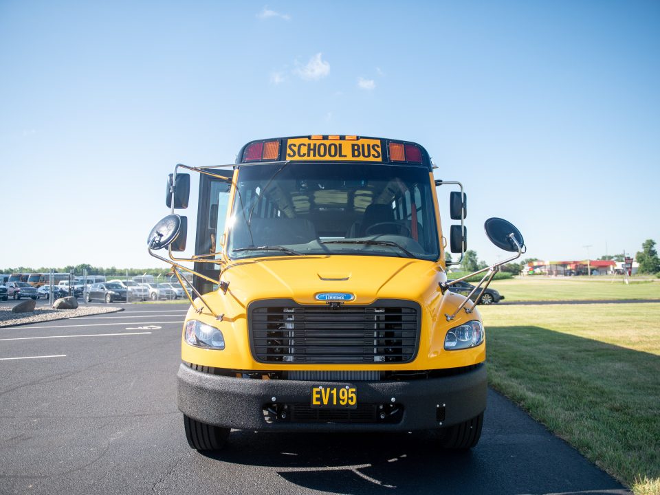 Electric school bus front